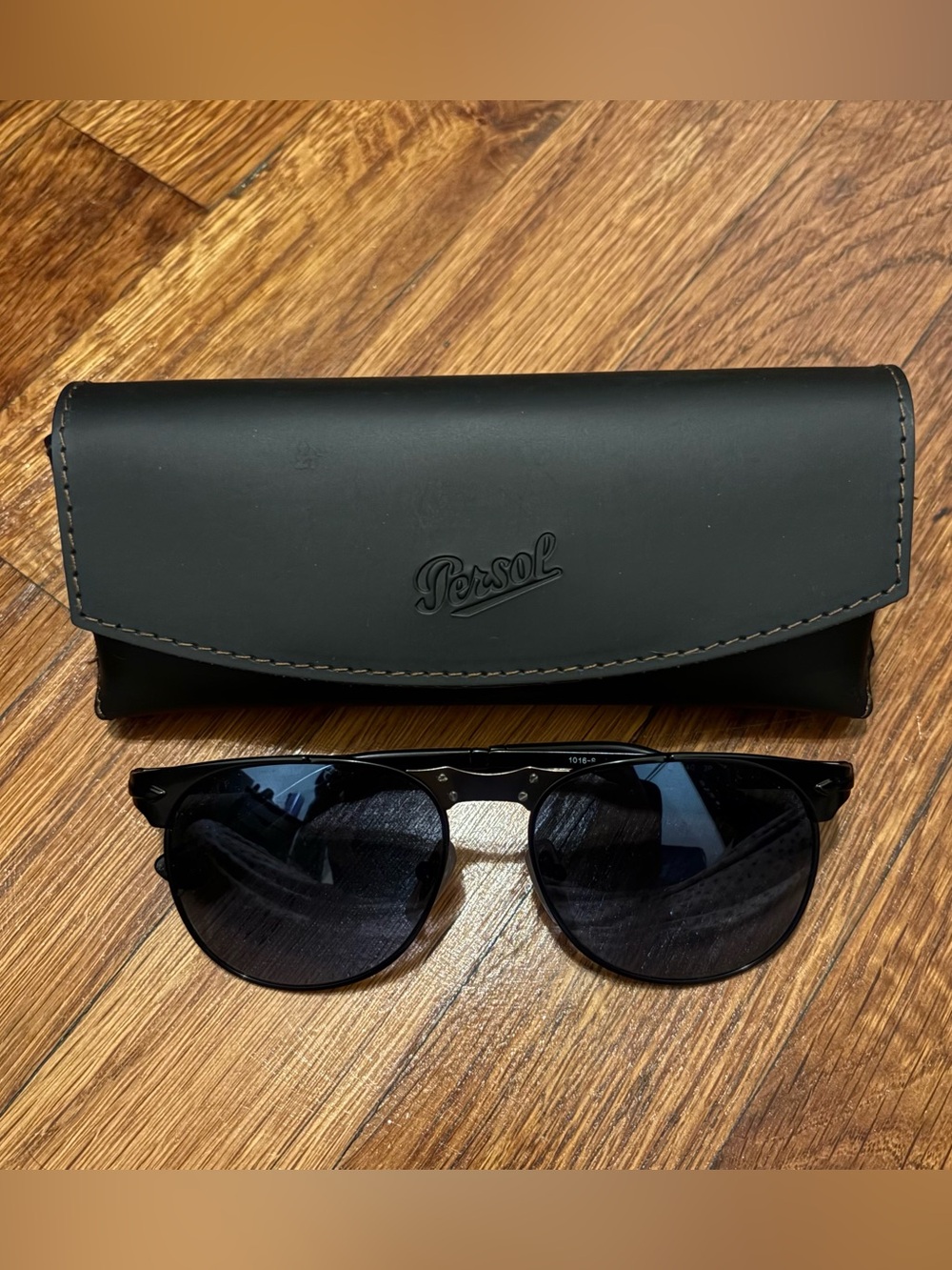 Persol Black Clubmaster-Style Sunglasses with Case